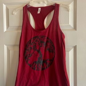 Next Level Apparel Red Tank Top with Black Tree Design